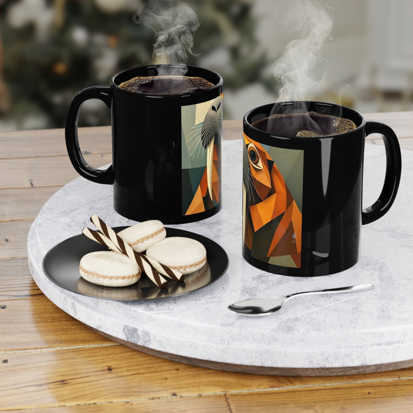 Geometric Walrus Coffee Mug, Funny Animal Gift, Art Mug, Quirky Drinkware, Coffee Lover Present, Unique Home Decor