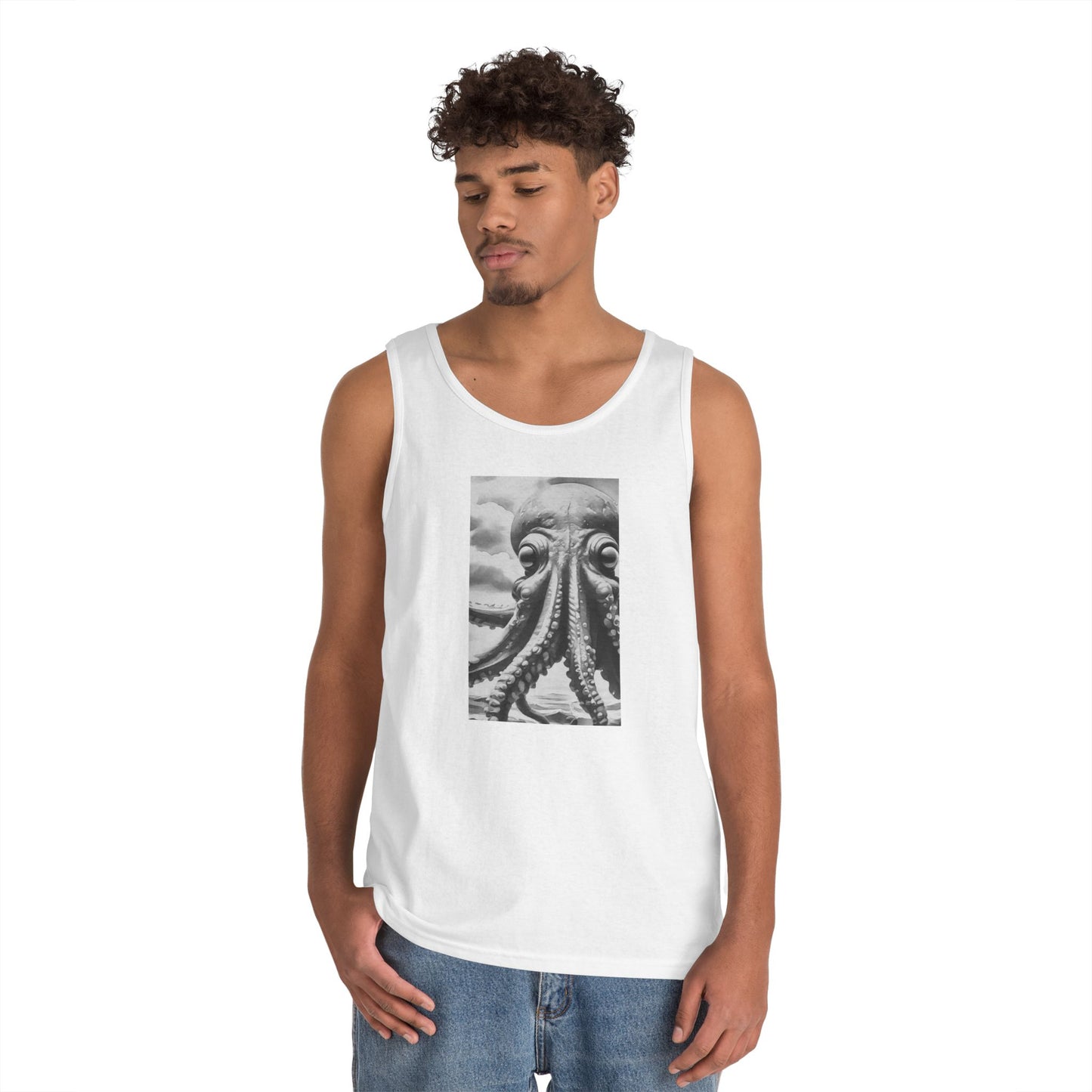 Octopus Art Unisex Heavy Cotton Tank Top - Ocean Lover's Apparel