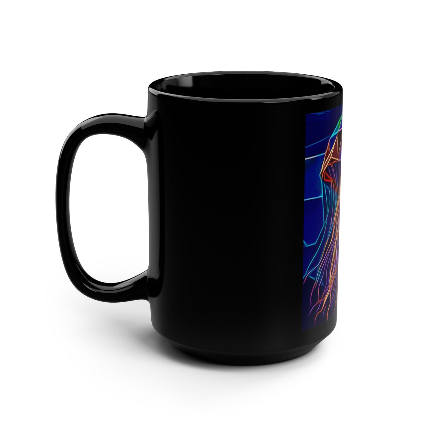 Stunning Jellyfish Black Mug, Unique Coffee Cup, Vibrant Ocean Decor, Perfect Gift for Sea Lovers, 15oz Ceramic Drinkware