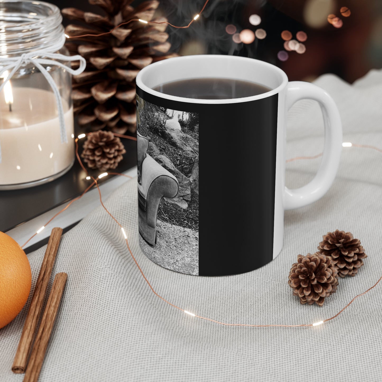 Big dog watching Ceramic Coffee Cups - 11oz & 15oz - Perfect Gift for Cat Lovers