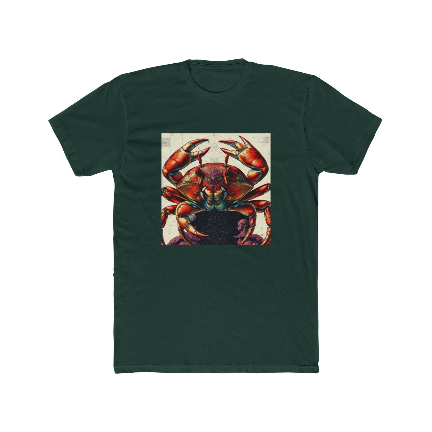 Crab Art Unisex Cotton Crew Tee, Beach Lover Gift, Ocean Vibe Shirt, Casual Summer Wear, Fun Gift for Marine Enthusiasts