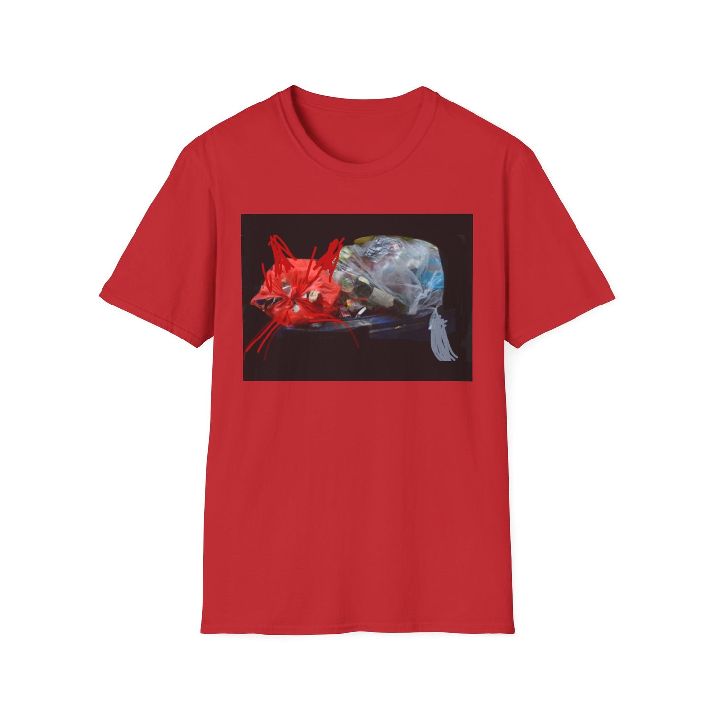 Artistic Cat Print Unisex Softstyle T-Shirt
