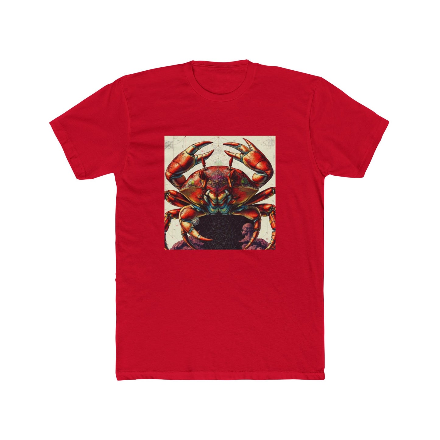 Crab Art Unisex Cotton Crew Tee, Beach Lover Gift, Ocean Vibe Shirt, Casual Summer Wear, Fun Gift for Marine Enthusiasts