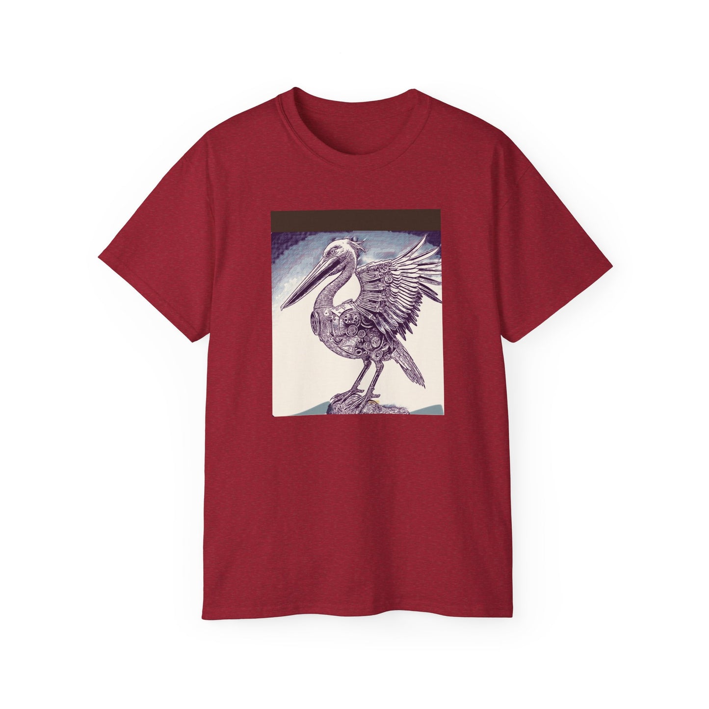 Vintage Pelican Art Unisex Ultra Cotton Tee, Beachwear, Gifts for Nature Lovers, Casual Summer Shirt, Ocean-Inspired T-Shirt