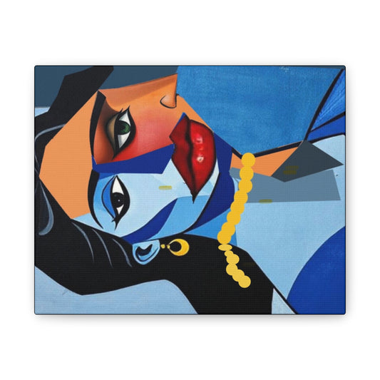 Abstract pondering lovers Art Print, Modern Wall Decor, Picasso Style Artwork, Colorful Home Decoration, Unique Gift Idea, Canvas Wall Art