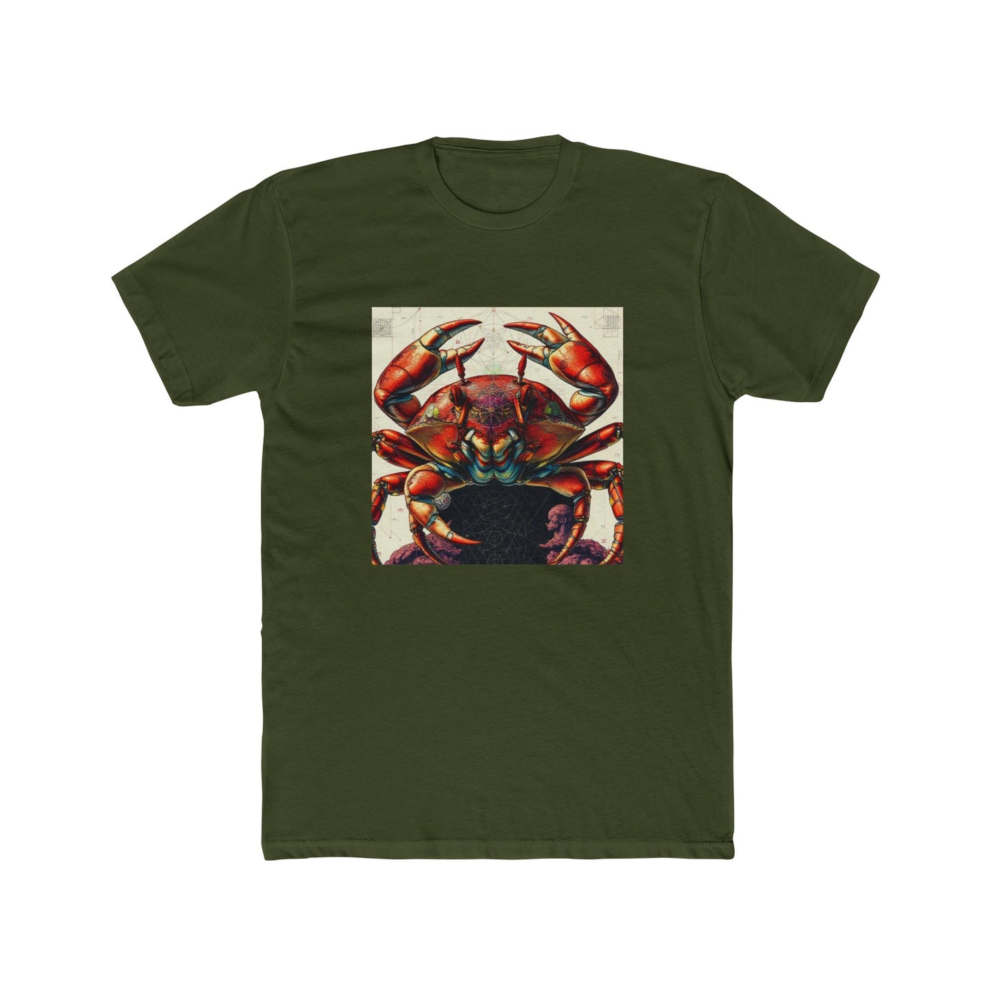 Crab Art Unisex Cotton Crew Tee, Beach Lover Gift, Ocean Vibe Shirt, Casual Summer Wear, Fun Gift for Marine Enthusiasts