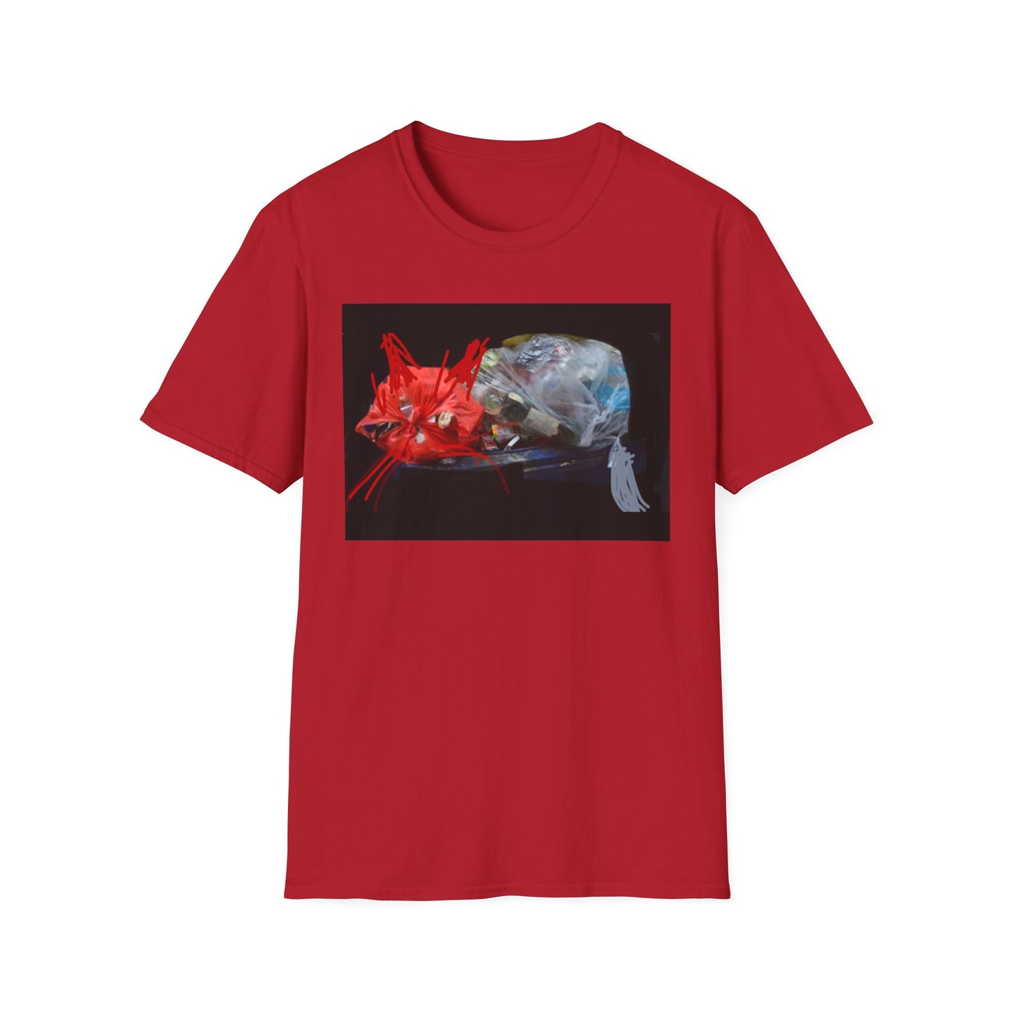 Artistic Cat Print Unisex Softstyle T-Shirt