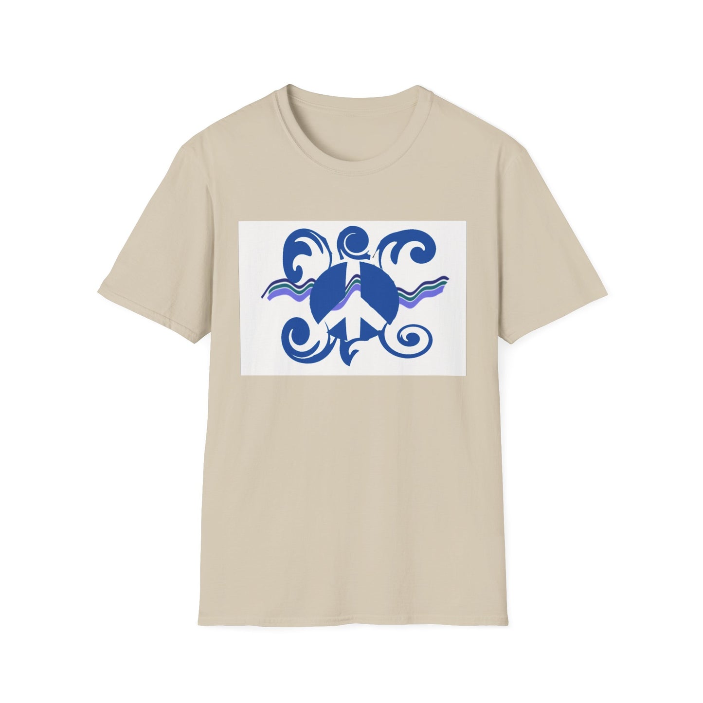 Peaceful Turtle Design Unisex Softstyle T-Shirt, Casual Wear, Eco-Friendly Gift, Ocean Lover's Top, Nature-Themed Apparel