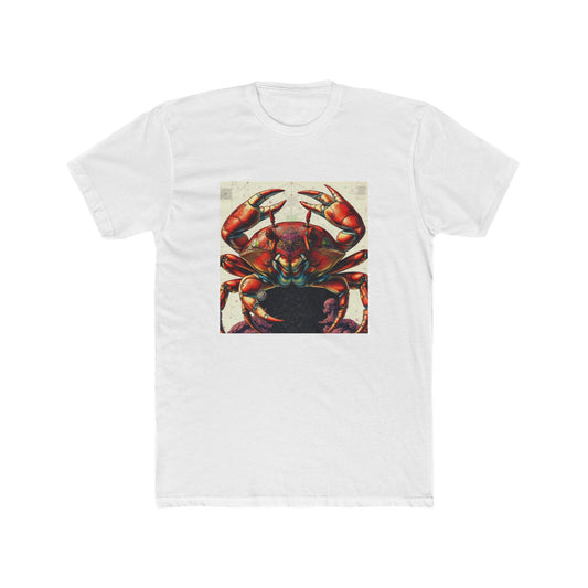 Crab Art Unisex Cotton Crew Tee, Beach Lover Gift, Ocean Vibe Shirt, Casual Summer Wear, Fun Gift for Marine Enthusiasts