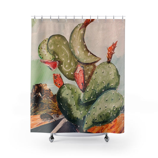 Cactus Shower Curtain, Boho Bathroom Decor, Unique Gift for Plant Lovers, Southwestern Style, Home Makeover