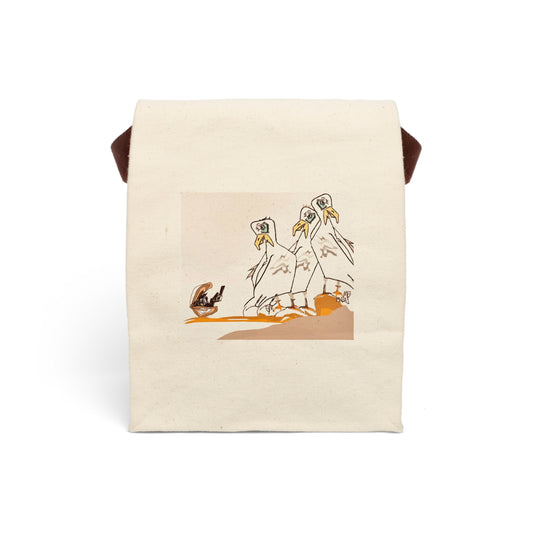 Eco-Friendly Canvas Lunch Bag with Cute Bird Illustration