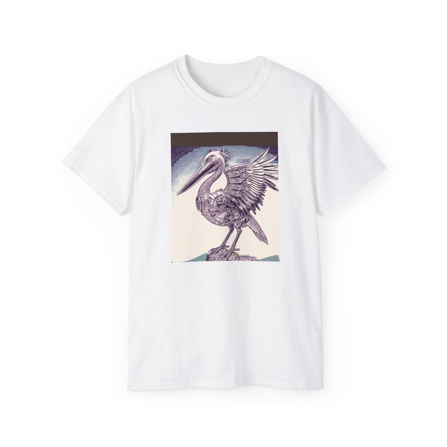 Vintage Pelican Art Unisex Ultra Cotton Tee, Beachwear, Gifts for Nature Lovers, Casual Summer Shirt, Ocean-Inspired T-Shirt