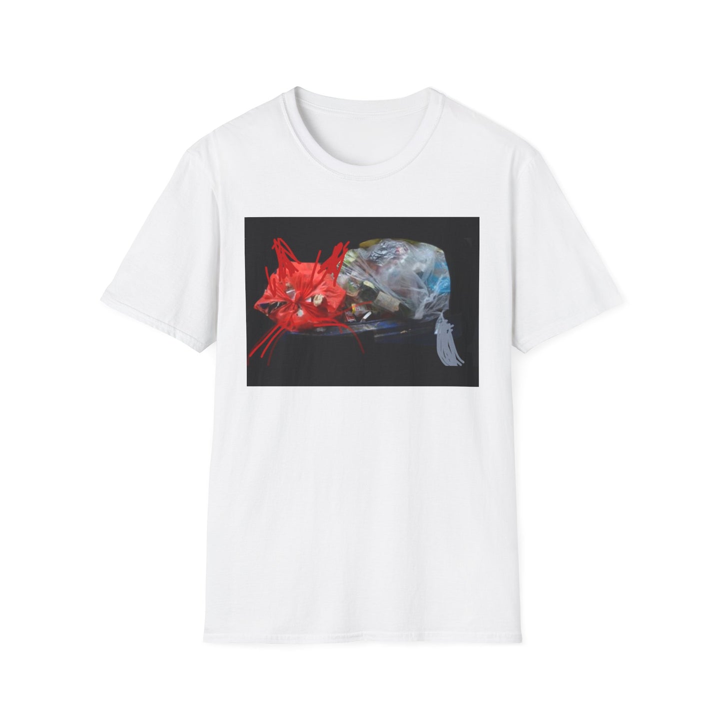Artistic Cat Print Unisex Softstyle T-Shirt