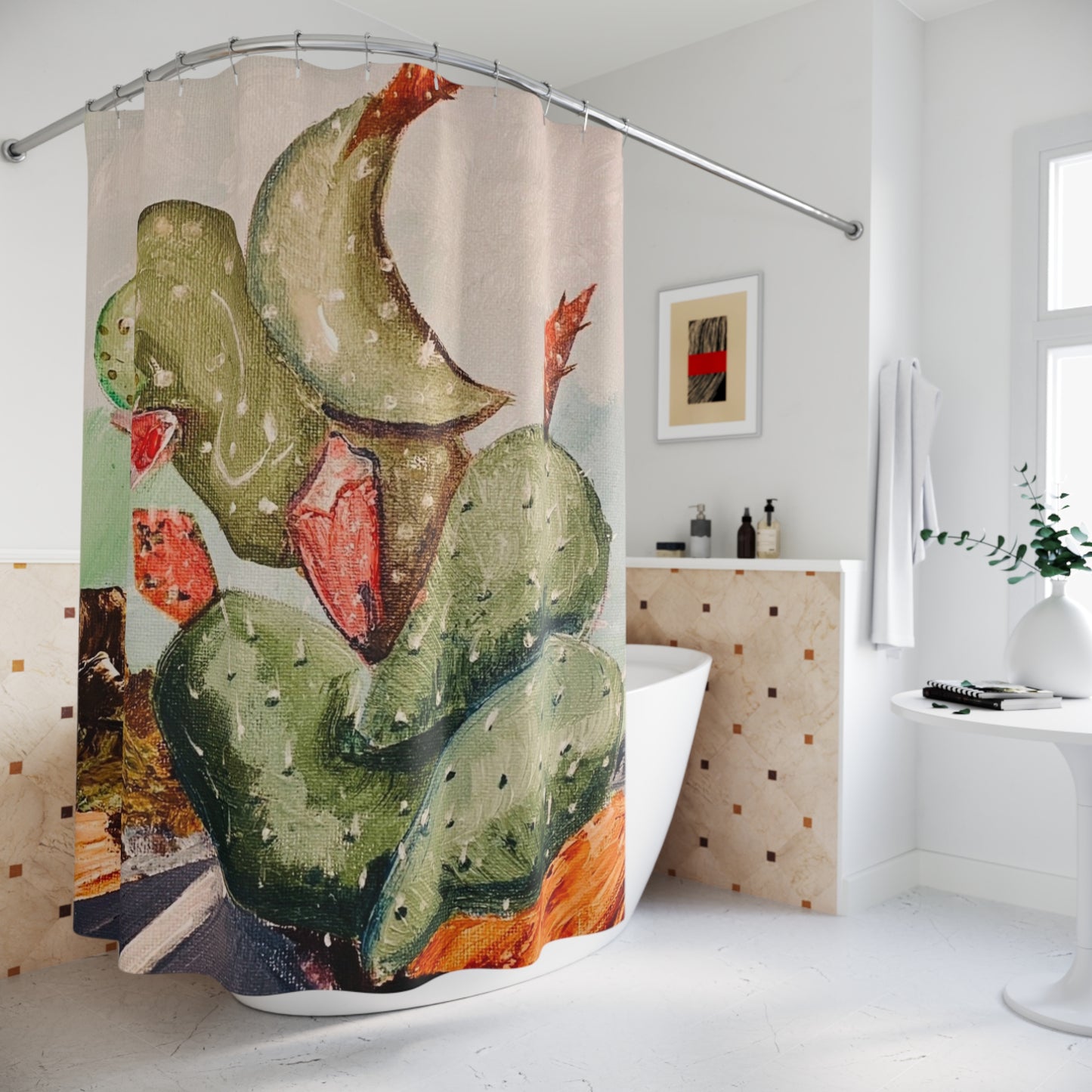 Cactus Shower Curtain, Boho Bathroom Decor, Unique Gift for Plant Lovers, Southwestern Style, Home Makeover