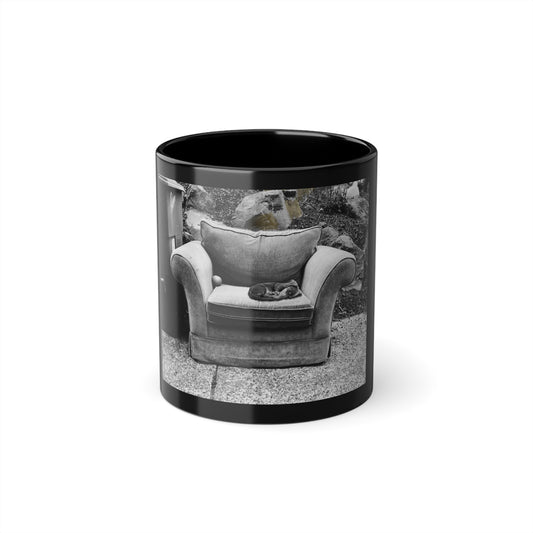 Cozy Black Coffee Mug, 11oz, Unique Coffee Lover Gift, Home Decor, Cat Lover's Cup, Perfect for Any Occasion