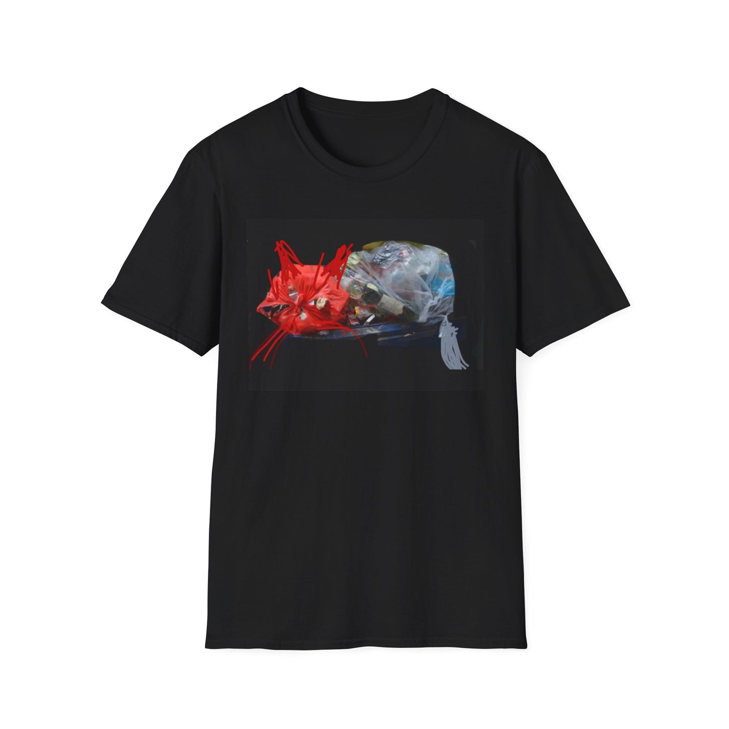 Artistic Cat Print Unisex Softstyle T-Shirt