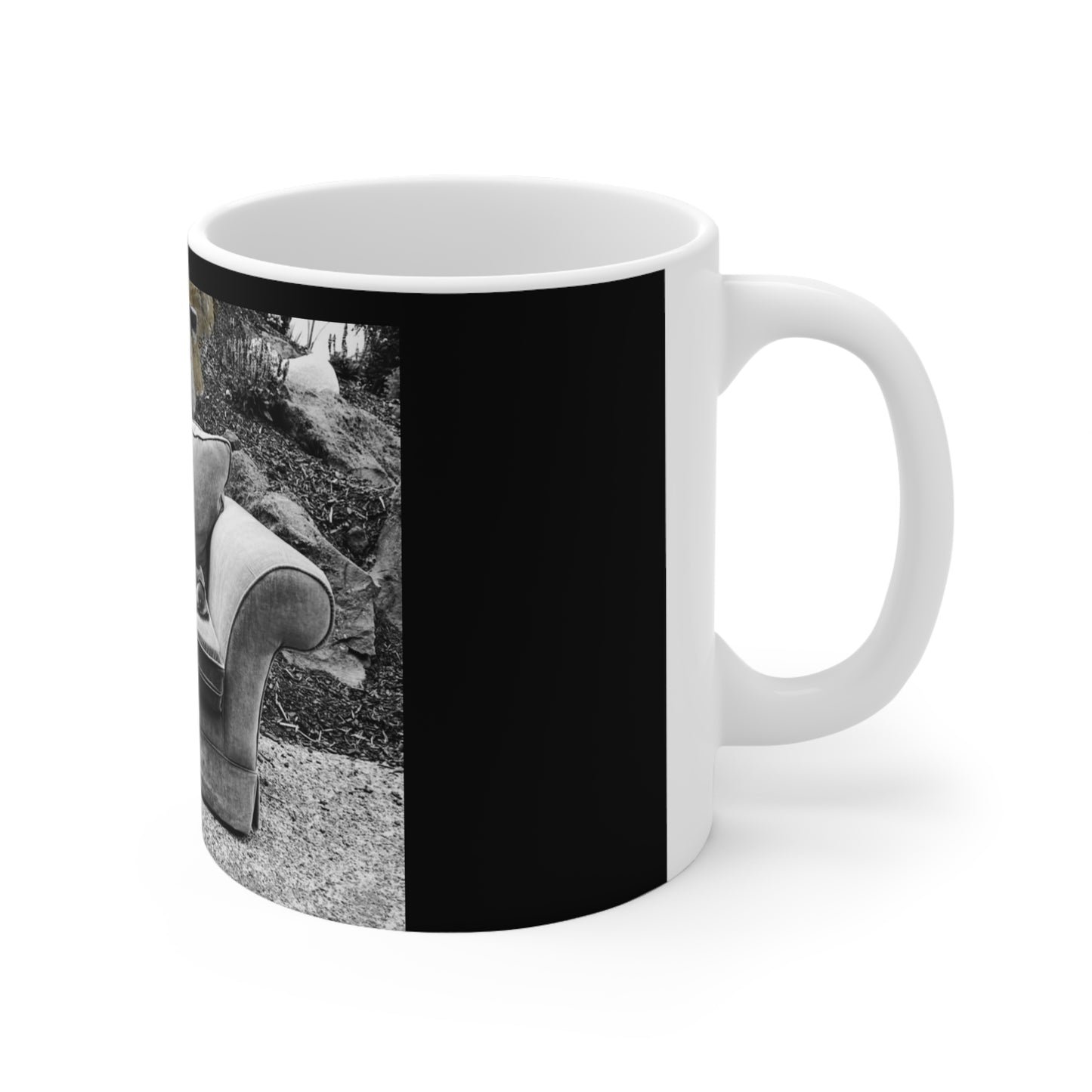Big dog watching Ceramic Coffee Cups - 11oz & 15oz - Perfect Gift for Cat Lovers