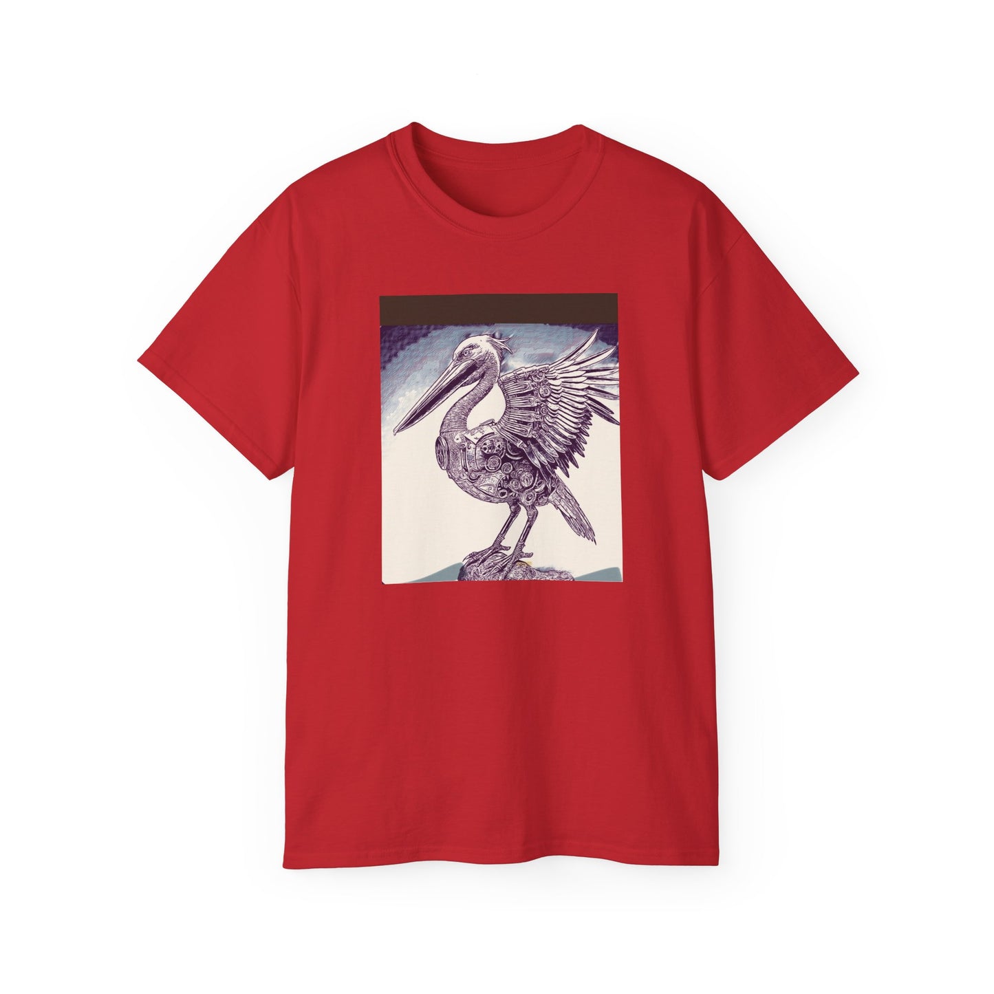 Vintage Pelican Art Unisex Ultra Cotton Tee, Beachwear, Gifts for Nature Lovers, Casual Summer Shirt, Ocean-Inspired T-Shirt