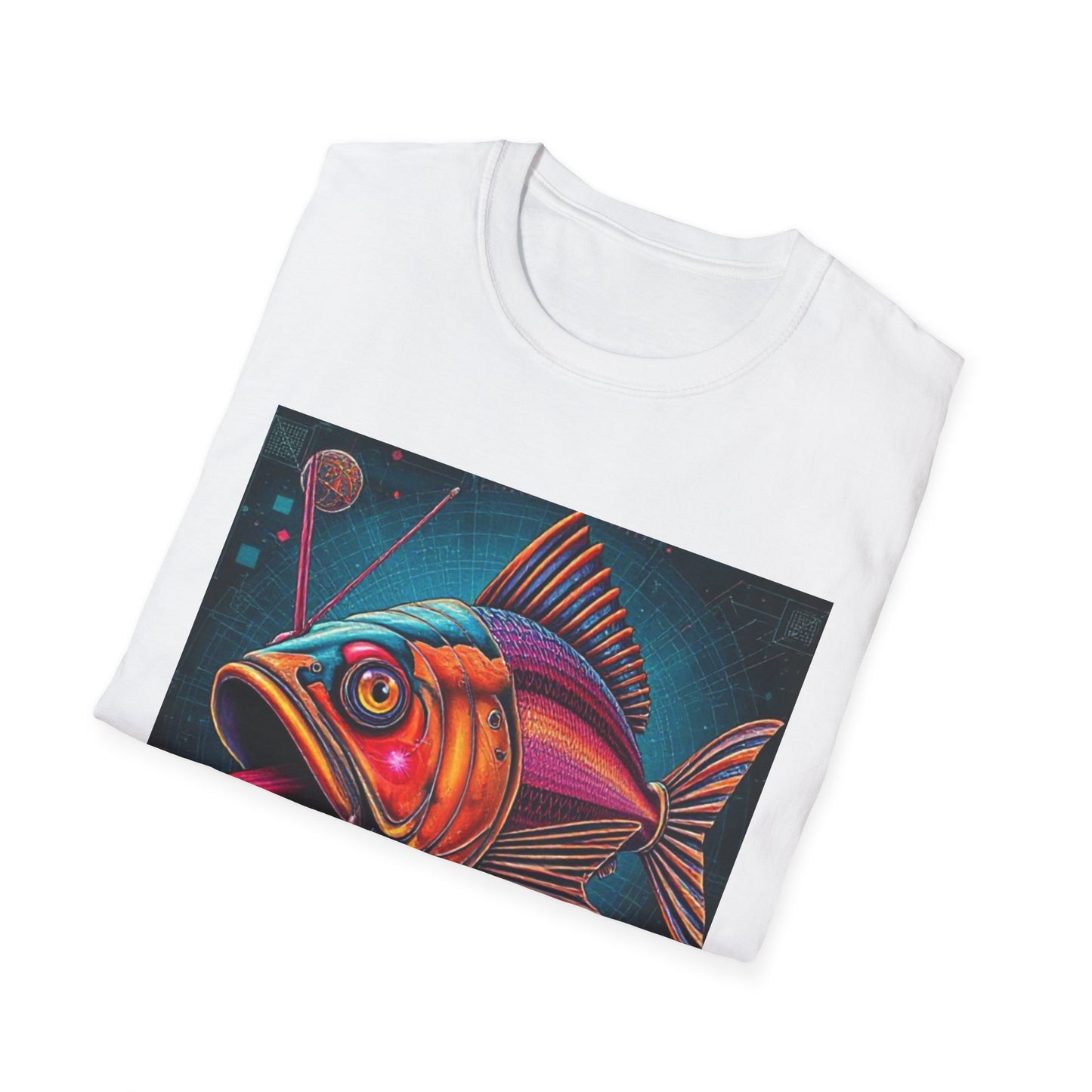 Colorful Fish Art Unisex Softstyle T-Shirt, Casual Wear, Gift for Fishing Lovers, Unique Graphic Tee, Ocean Theme Apparel