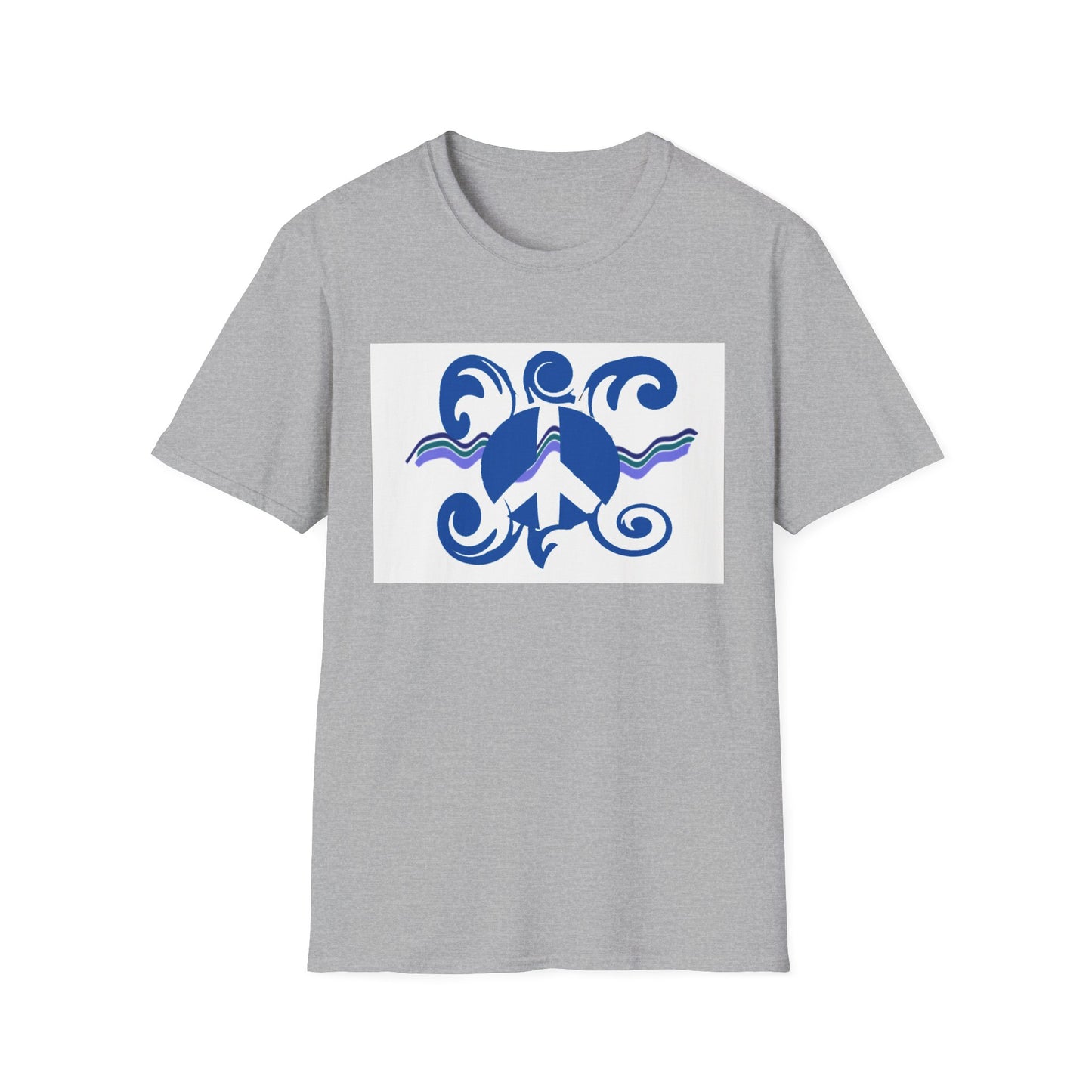 Peaceful Turtle Design Unisex Softstyle T-Shirt, Casual Wear, Eco-Friendly Gift, Ocean Lover's Top, Nature-Themed Apparel