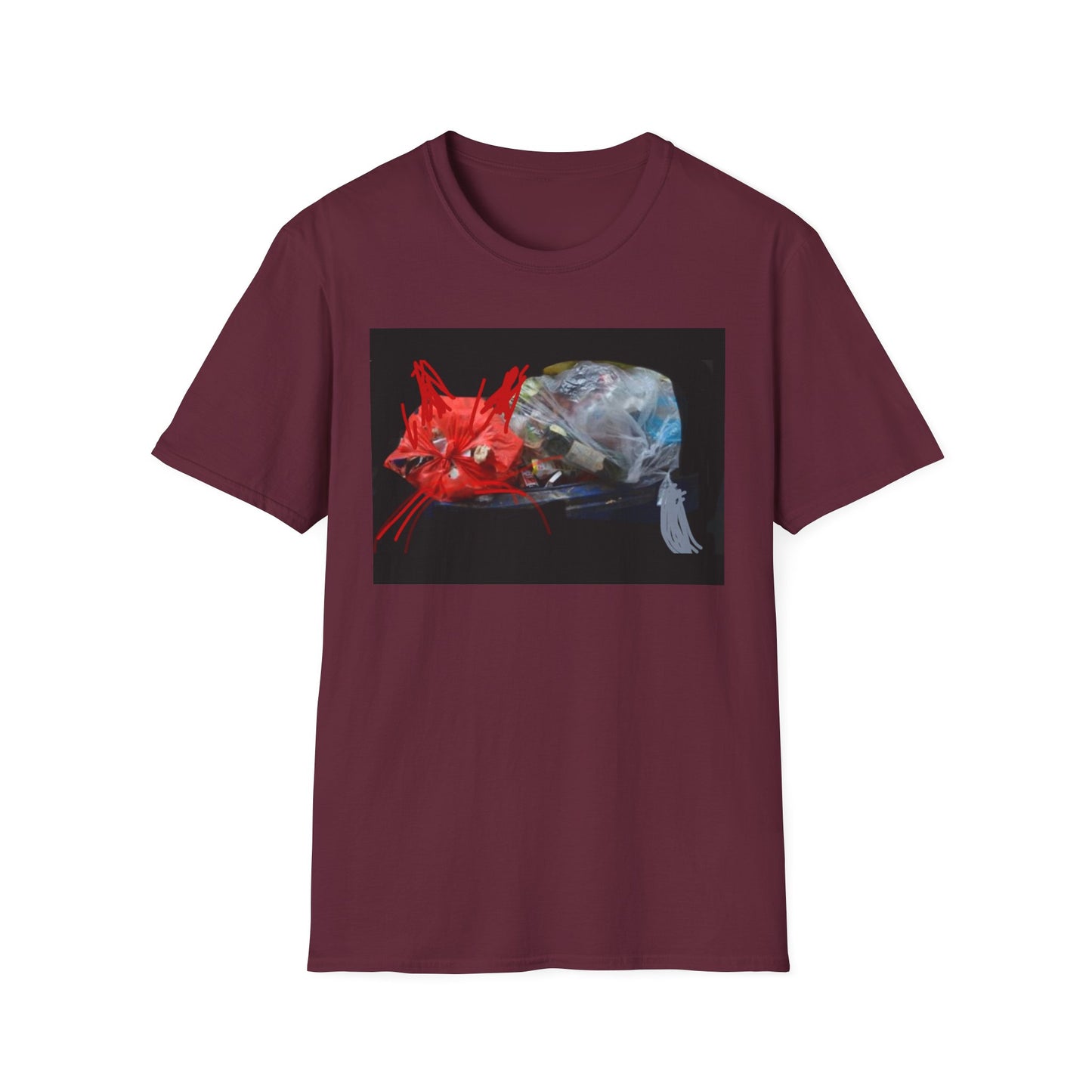 Artistic Cat Print Unisex Softstyle T-Shirt