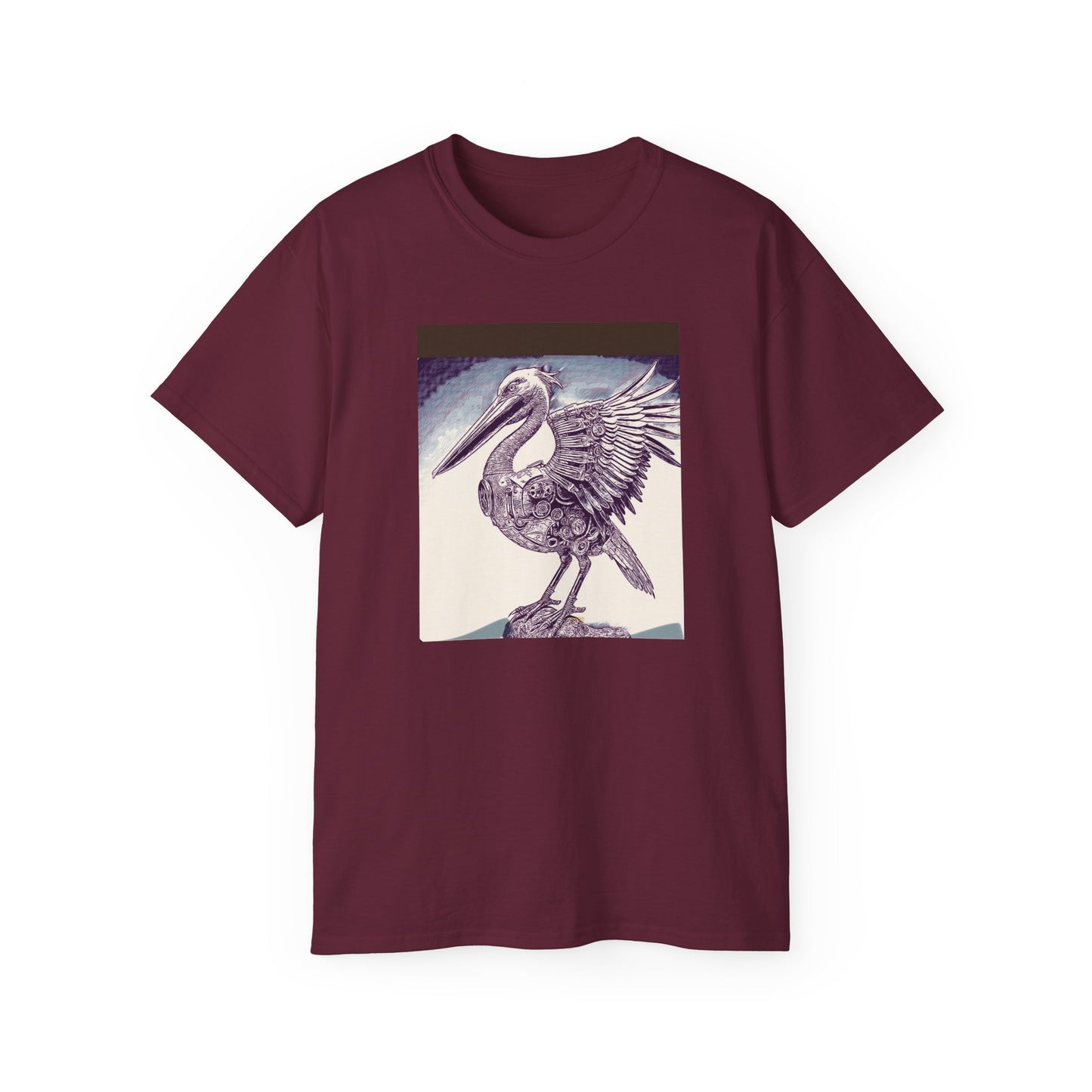 Vintage Pelican Art Unisex Ultra Cotton Tee, Beachwear, Gifts for Nature Lovers, Casual Summer Shirt, Ocean-Inspired T-Shirt