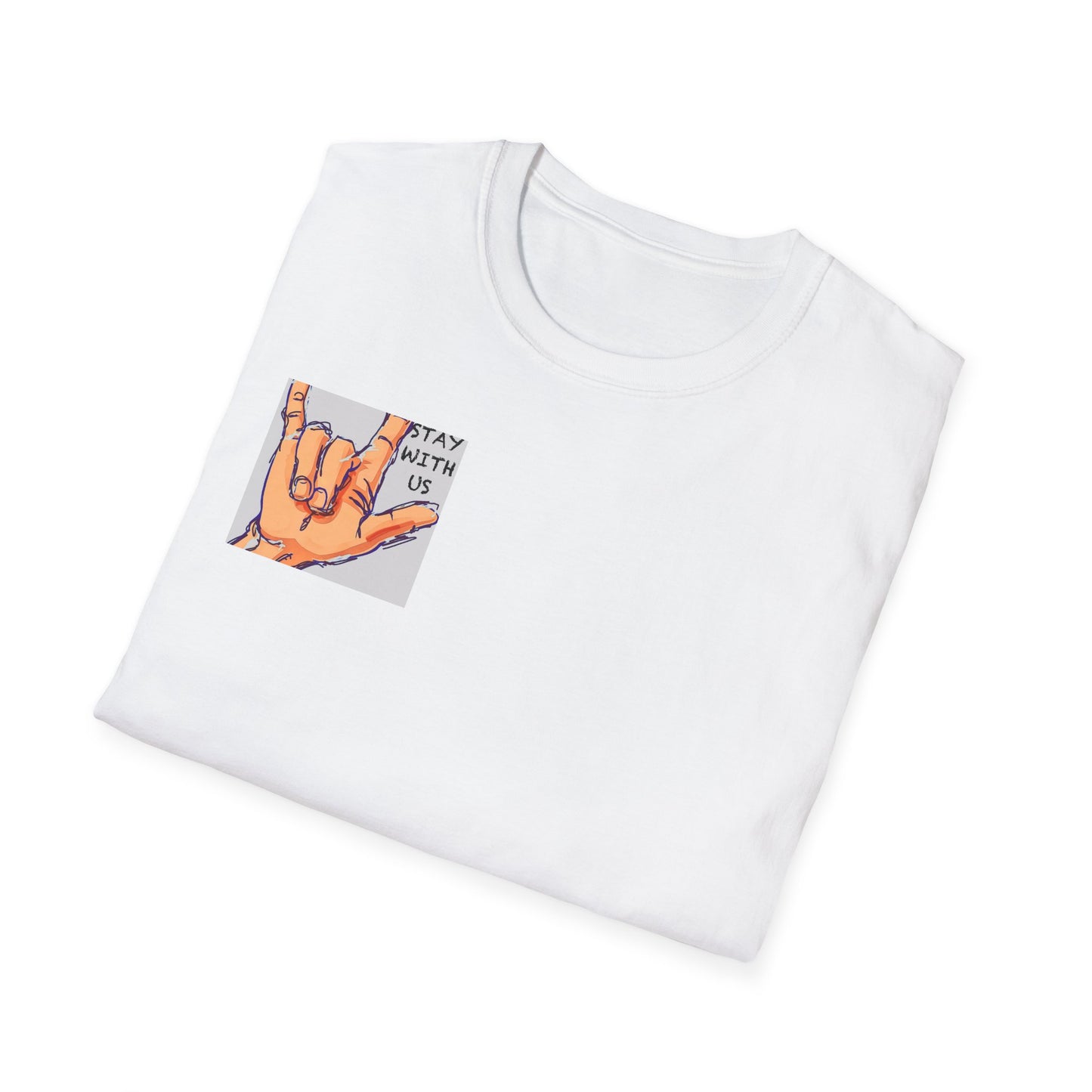 Suicide prevention Stay With Us Love Hand Gesture Unisex T-Shirt, Softstyle Tee, Casual Wear, Friendship Gift, Unique Graphic Shirt, Everyday Comfort