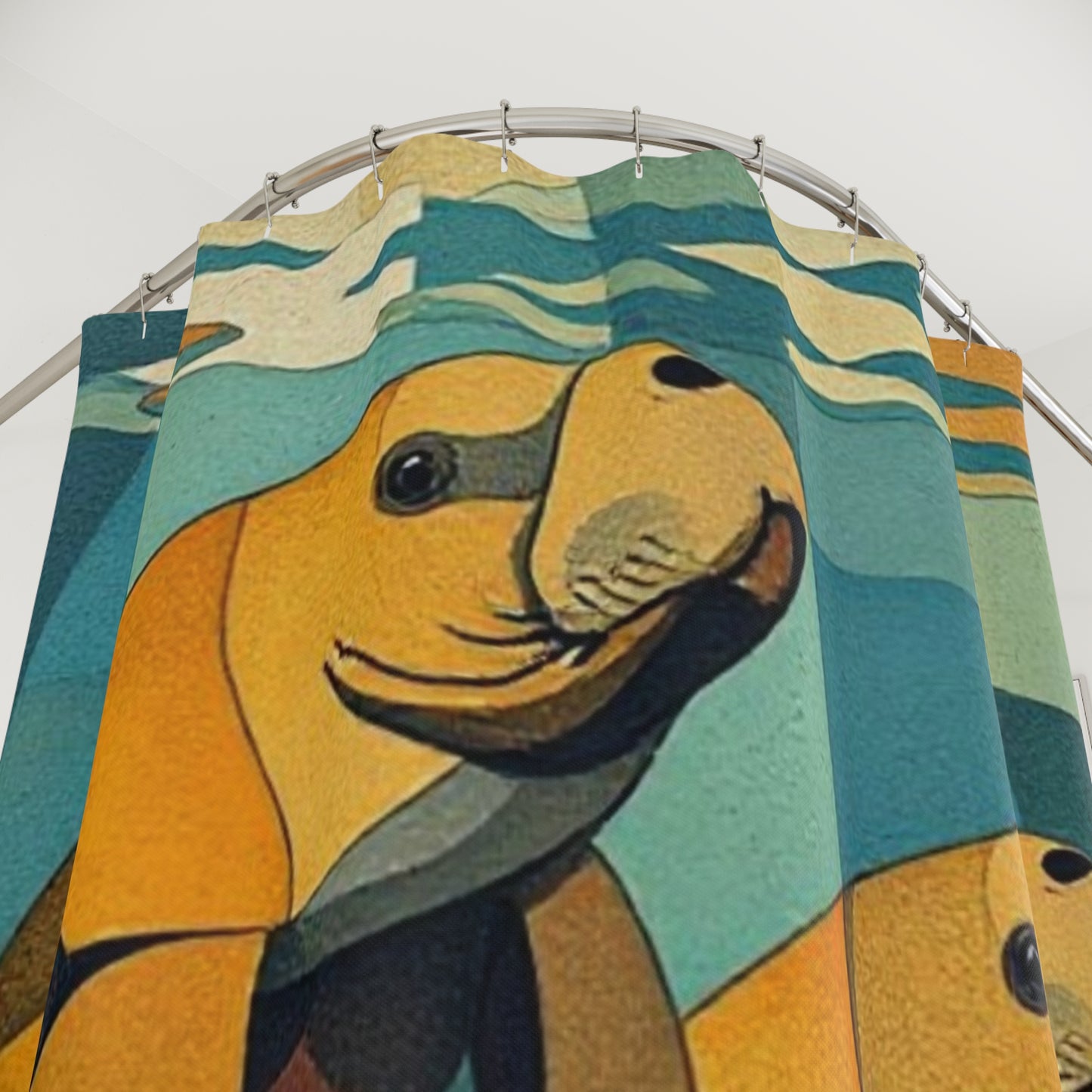 Artistic manatee Shower Curtain, Vibrant Bathroom Décor, Coastal Theme, Unique Home Accent, Gift for Nature Lovers