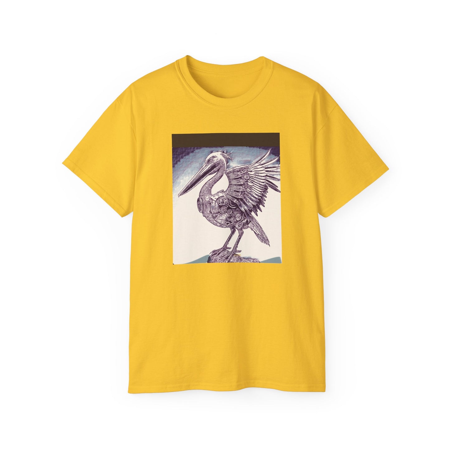 Vintage Pelican Art Unisex Ultra Cotton Tee, Beachwear, Gifts for Nature Lovers, Casual Summer Shirt, Ocean-Inspired T-Shirt