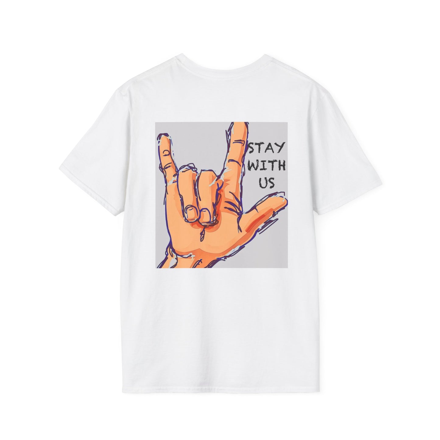 Suicide prevention Stay With Us Love Hand Gesture Unisex T-Shirt, Softstyle Tee, Casual Wear, Friendship Gift, Unique Graphic Shirt, Everyday Comfort