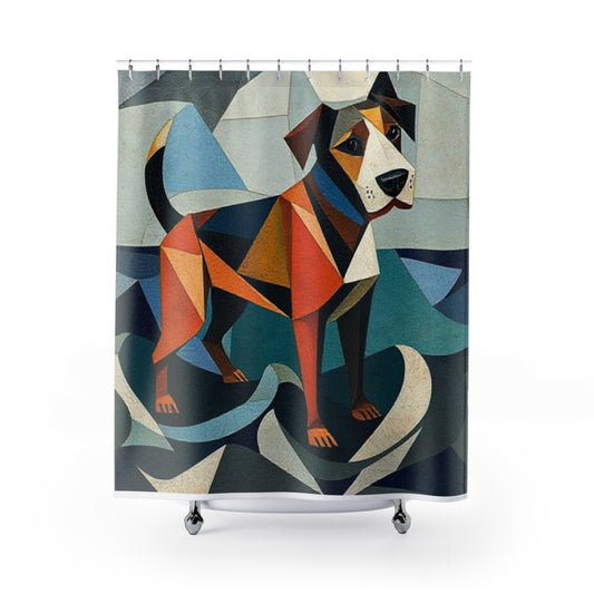 Artistic Dog Shower Curtain - Colorful Pet Décor, Bathroom Style, Unique Gift for Dog Lovers, Modern Home Decoration, Trendy Bath Accessory