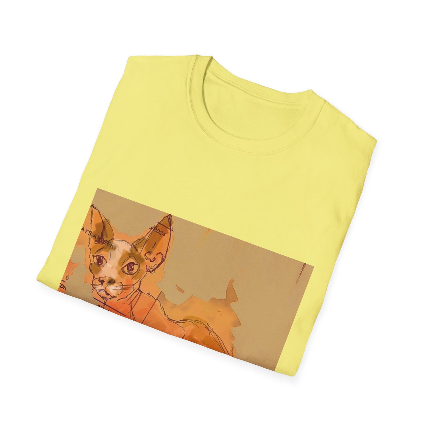 Artistic Cat Sketch Unisex Softstyle T-Shirt - Cute Pet Lover Gift