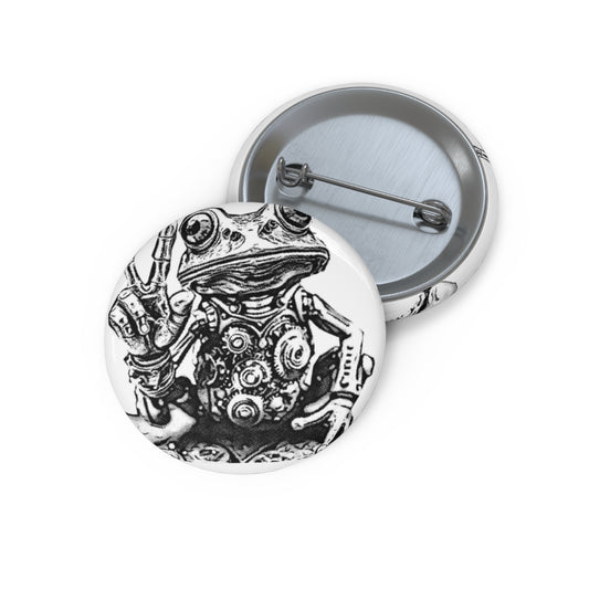 Custom Frog Peace Sign Pin Buttons, Fun Accessories, Eco-Friendly Pins, Gift for Friends, Unique Statement Buttons