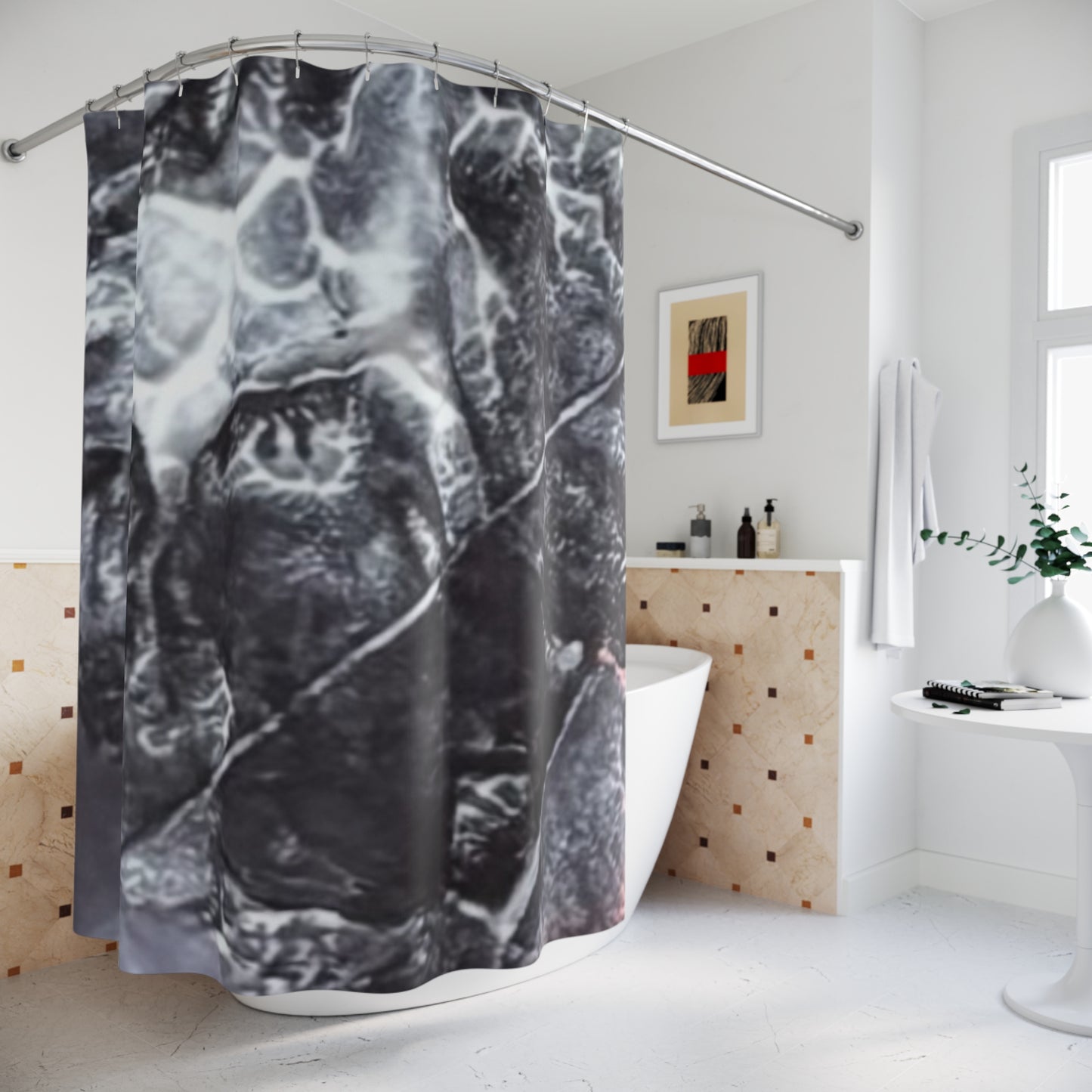 Abstract cat Shower Curtain, Modern Home Decor, Bathroom Accessory, Gift for Minimalists, Luxury Shower Decor, Stylish Bathroom